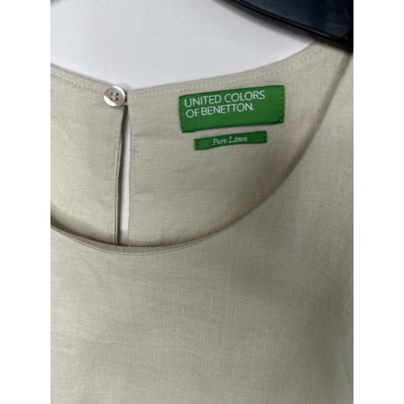 United Color of Benetton‎ Dress Large Linen Beige Sundress Sleeveless Coastal - Picture 5 of 8